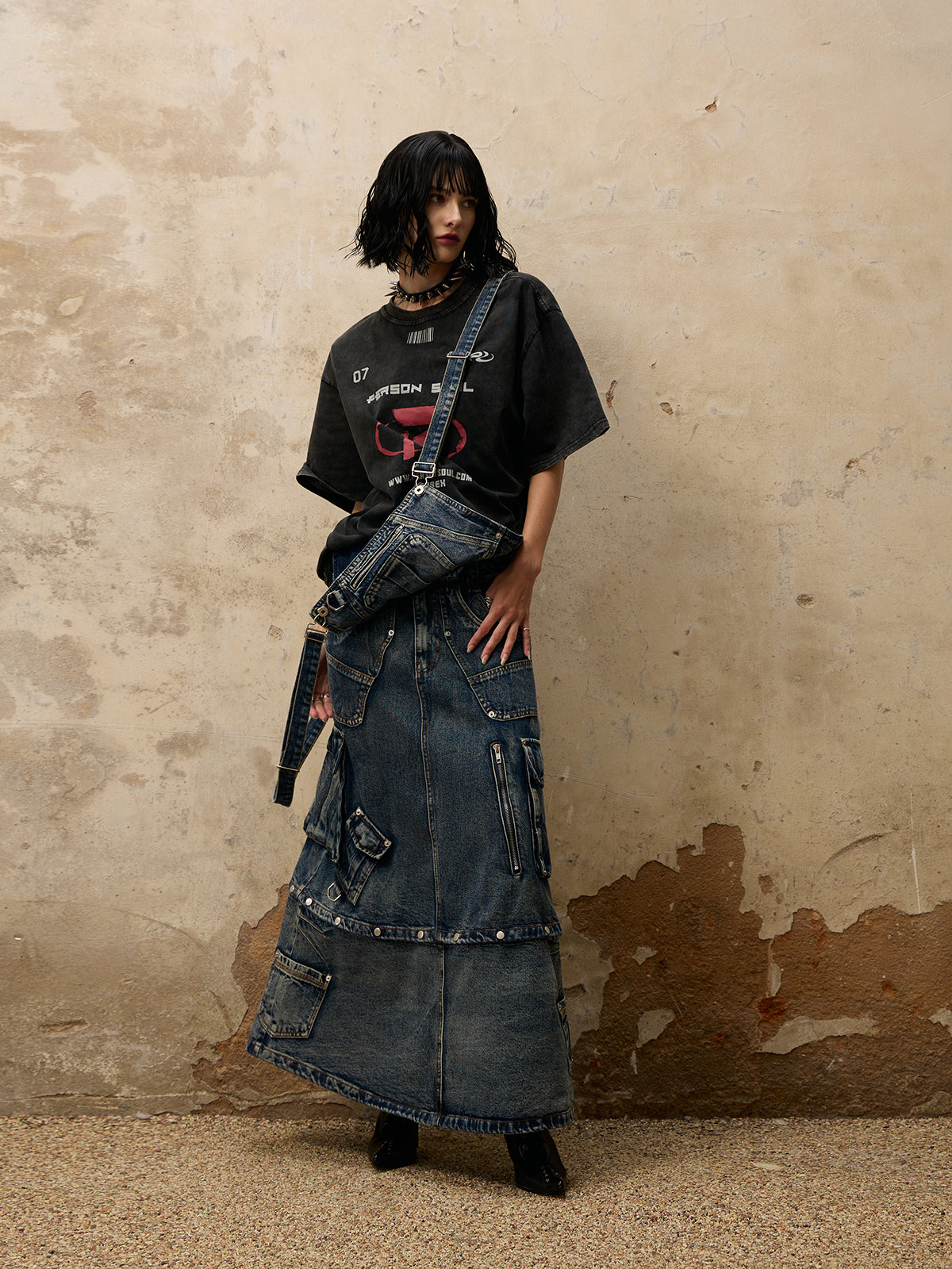 GOAT URBAN x Personsoul Maxi Denim Dungarees Skirt