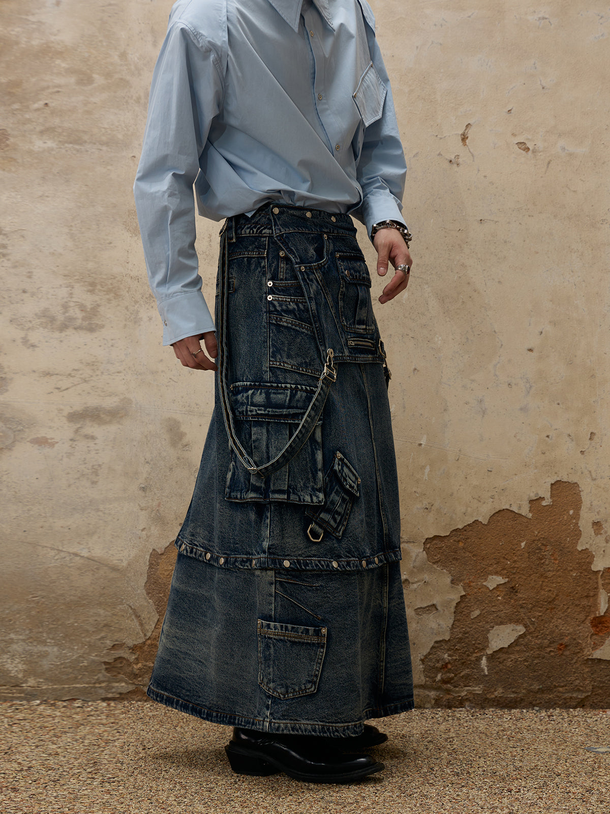 GOAT URBAN x Personsoul Maxi Denim Dungarees Skirt