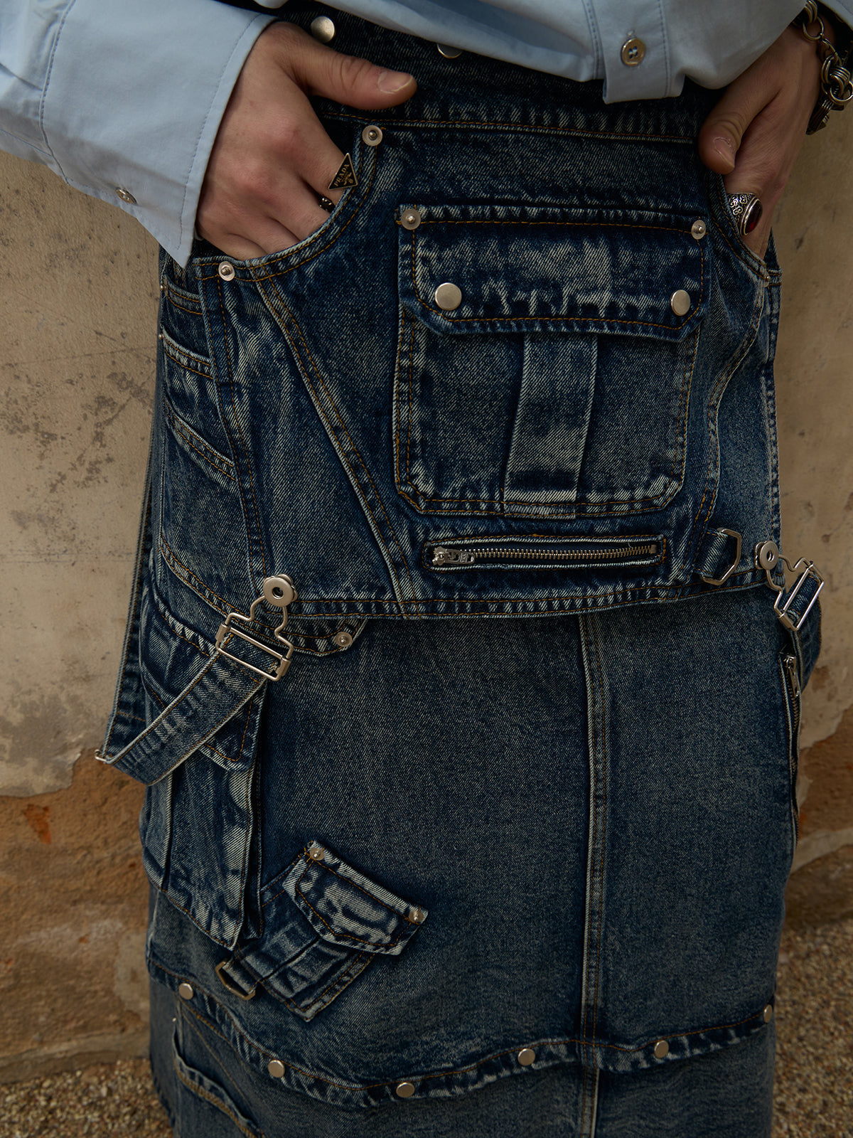 GOAT URBAN x Personsoul Maxi Denim Dungarees Skirt