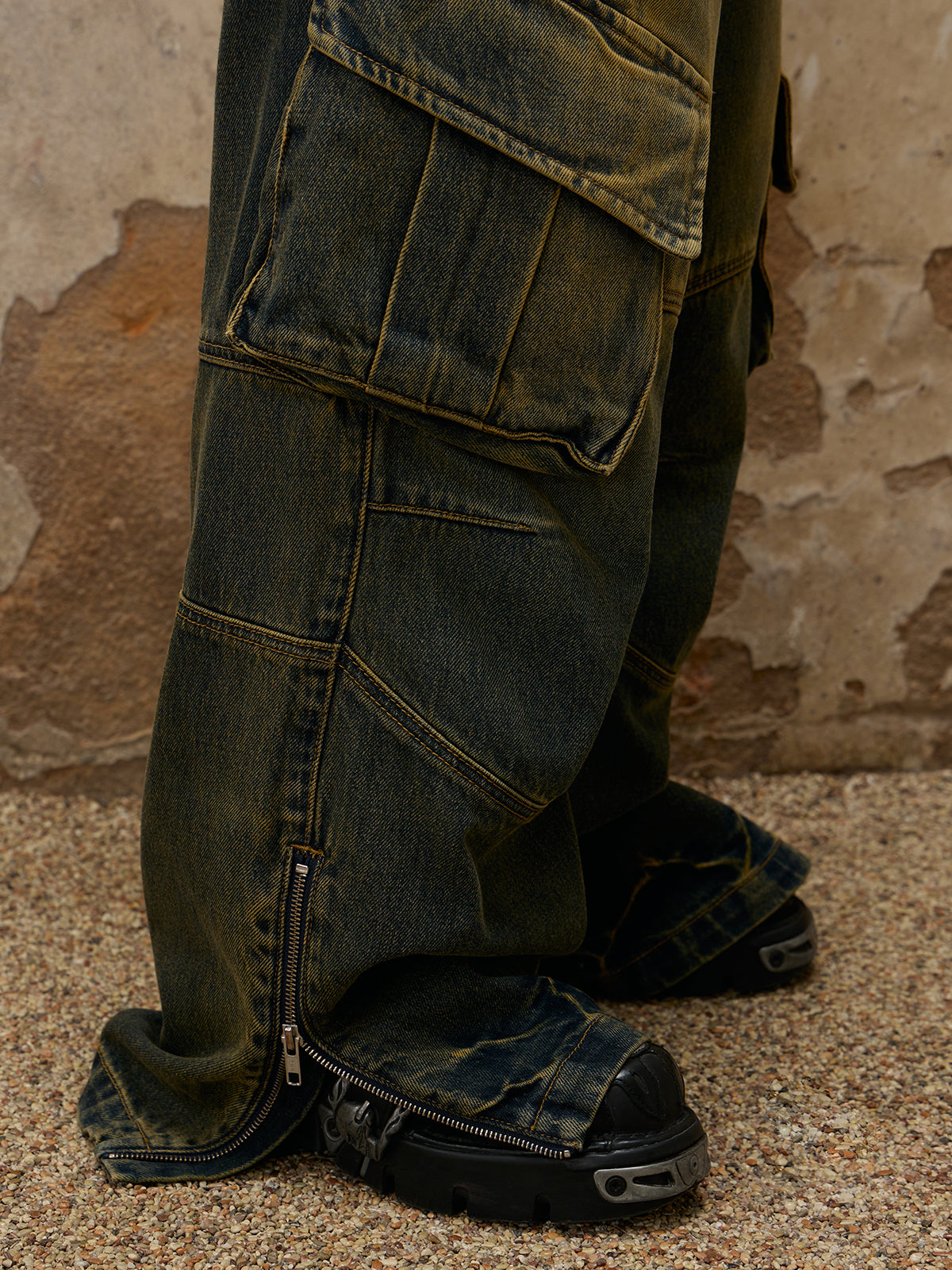 GOAT URBAN x Personsoul Fade Wash Overall Denim Jeans