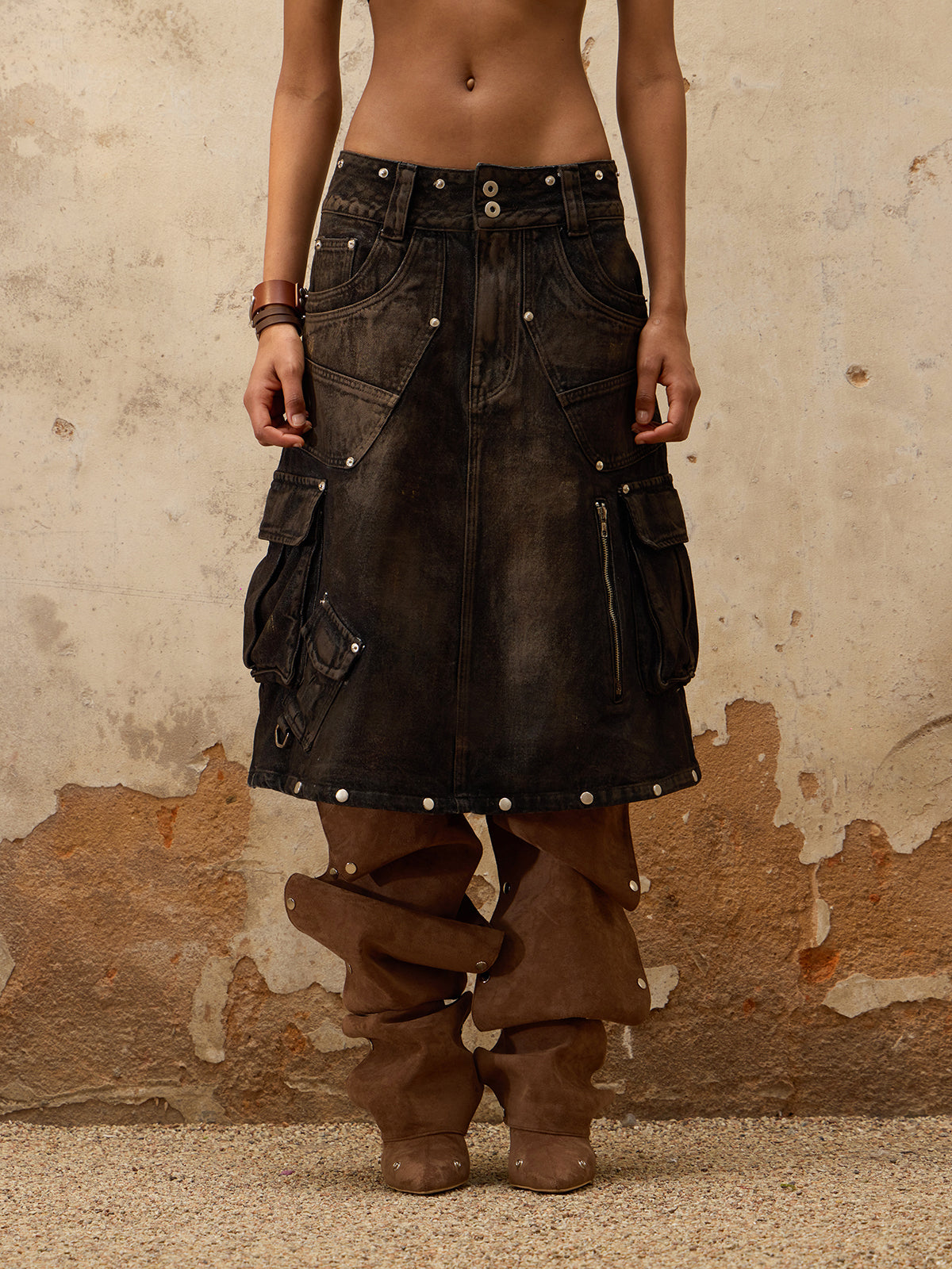 GOAT URBAN x Personsoul Mud Maxi Denim Dungarees Skirt