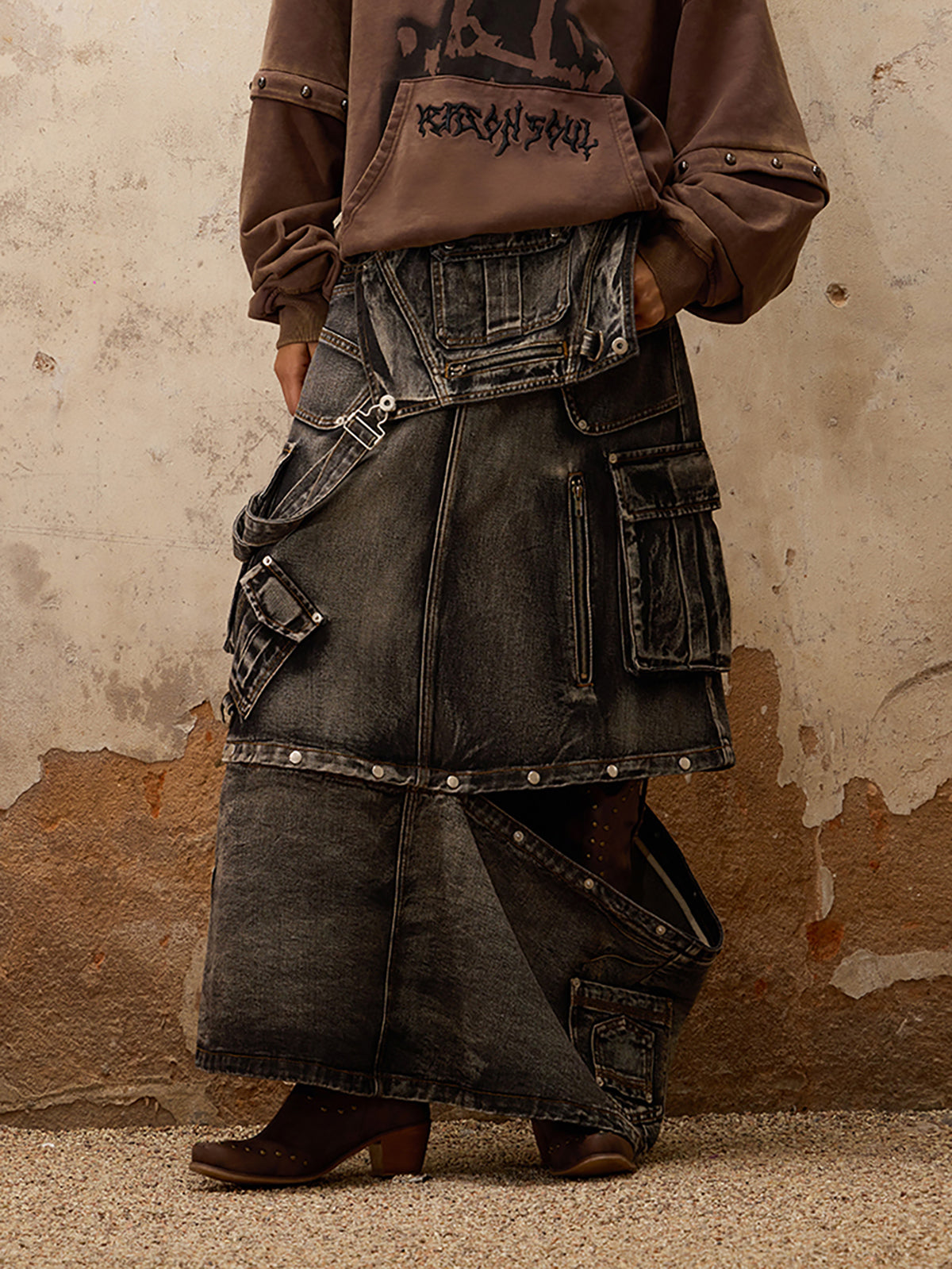 GOAT URBAN x Personsoul Maxi Denim Dungarees Skirt